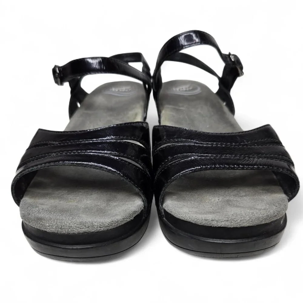 Dansko Sissy Patent Heeled Sandal's Women's Black Cushion Insole Open Toe 8.5/9 - Picture 2 of 9